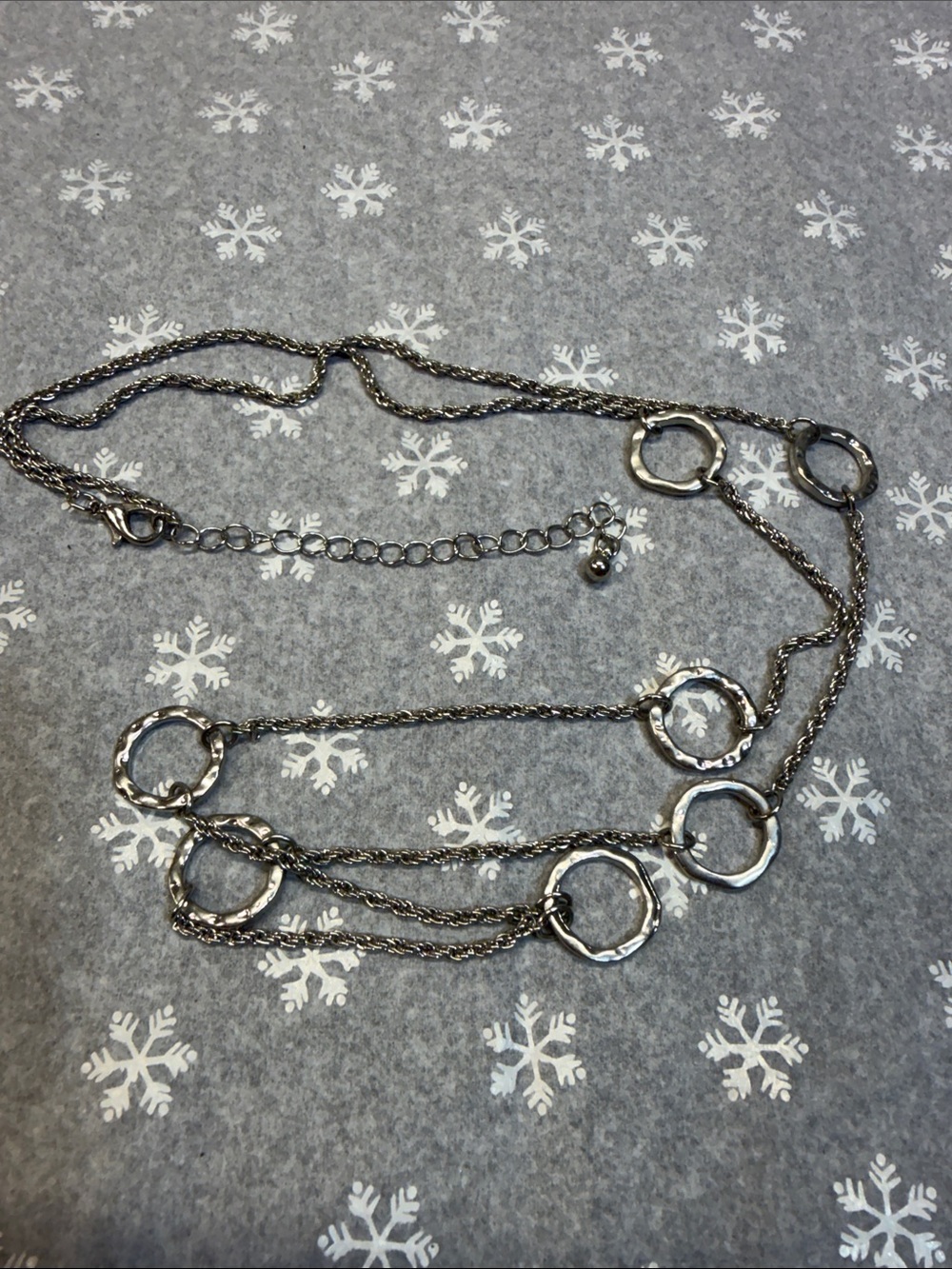 Silver Long Circle-Link Necklace